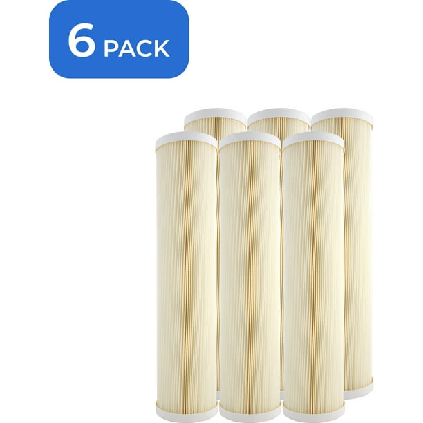 6 Pack SpiroPure Replacement for Pentek ECP5-20BB 255494-43 20x4.5 Pleated Cellulose 5 Micron Sediment Filter